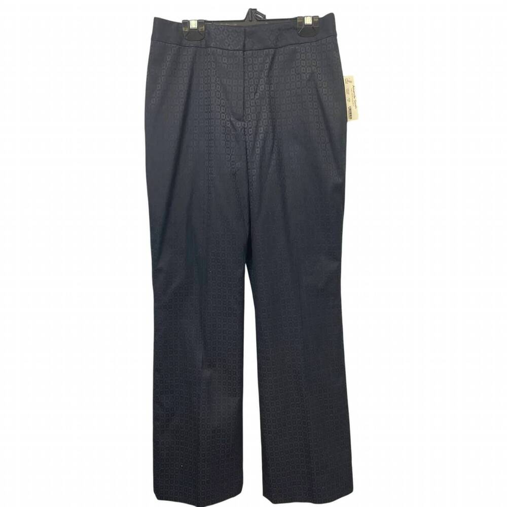 NEW AMANDA SMITH women's polycotton textured squares career pants - petite in bl